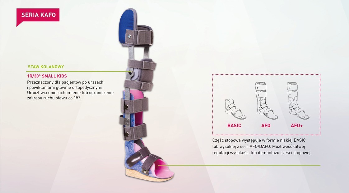 Orteza z ujęciem uda, goleni i stopy KAFO joint plus.